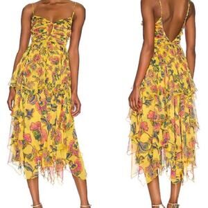 MISA Los Angeles Yellow Floral Dress
